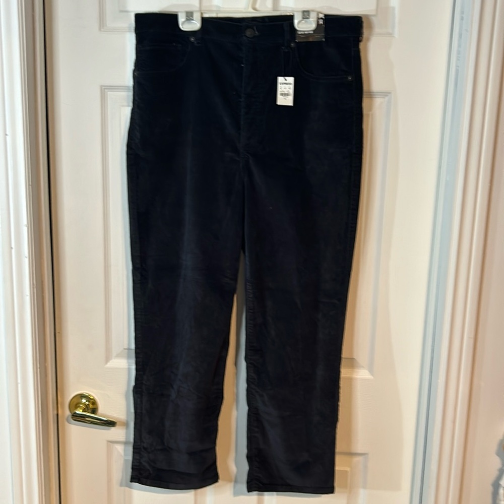NWT ladies size 14 black velour high rise straight cropped Pants by Express